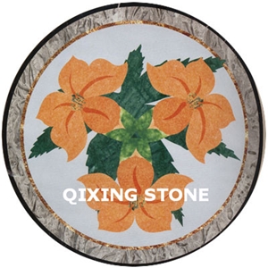 Flower Marble Waterjet Medallion Pattern Tiles Round
