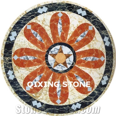 Flower Marble Waterjet Medallion Pattern Tiles Round