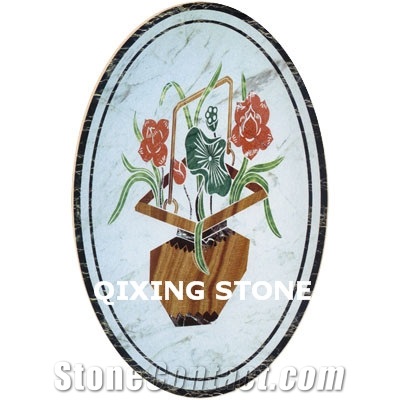Flower Marble Waterjet Medallion Pattern Tiles Round