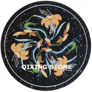 Flower Waterjet Marble Pattern Round Medallion