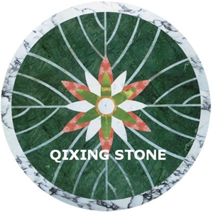 Flower Waterjet Marble Pattern Round Medallion
