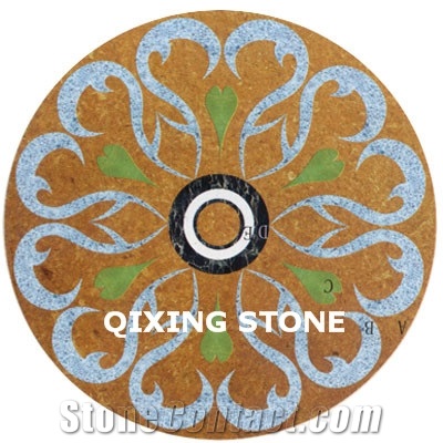 Flower Waterjet Marble Pattern Round Medallion