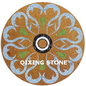 Flower Waterjet Marble Pattern Round Medallion