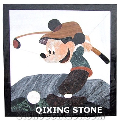 Marble Waterjet Cartoon Character Square Medallion
