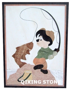 Marble Waterjet Cartoon Character Square Medallion