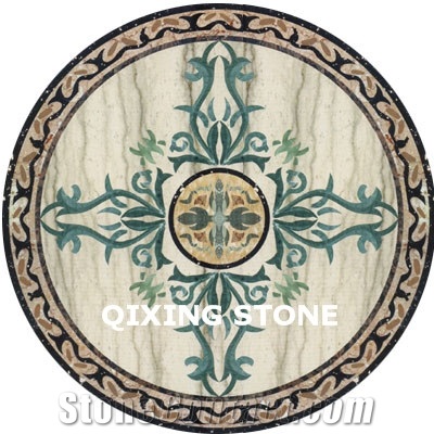 Marble Waterjet Medallion Flower Pattern Round Tiles