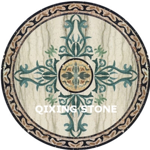Marble Waterjet Medallion Flower Pattern Round Tiles Marble Waterjet Medallion Flower Pattern Round Tiles