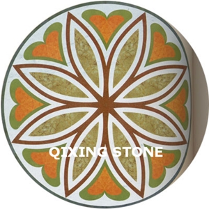 Marble Waterjet Medallion Flower Pattern Round Tiles