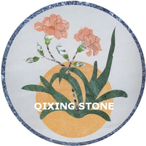 Marble Waterjet Medallion Flower Pattern Round Tiles