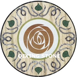 Marble Waterjet Medallion Flower Pattern Round Tiles