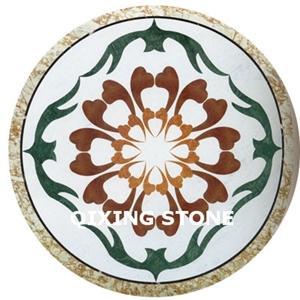 Marble Waterjet Medallion Flower Pattern Round Tiles