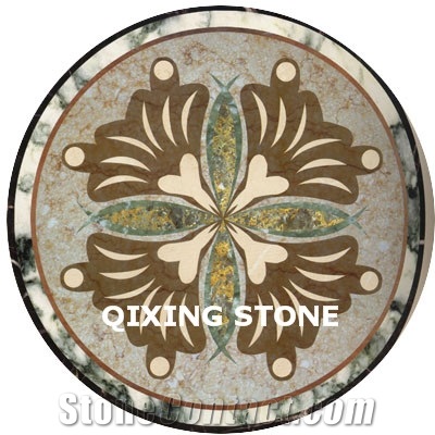 Marble Waterjet Medallion Flower Pattern Round Tiles