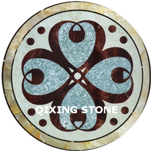 Marble Waterjet Medallion Flower Pattern Round Tiles