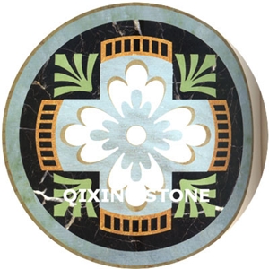 Marble Waterjet Medallion Flower Pattern Round Tiles