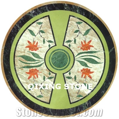 Marble Waterjet Medallion Flower Pattern Round Tiles