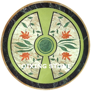 Marble Waterjet Medallion Flower Pattern Round Tiles