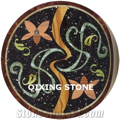 Marble Waterjet Medallion Flower Pattern Round Tiles