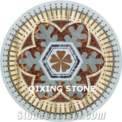 Marble Waterjet Medallion Flower Pattern Round Tiles