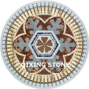 Marble Waterjet Medallion Flower Pattern Round Tiles