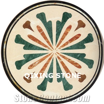 Marble Waterjet Medallion Flower Pattern Round Tiles