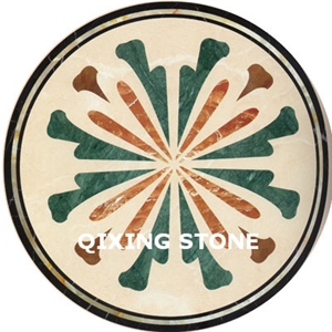 Marble Waterjet Medallion Flower Pattern Round Tiles Marble Waterjet Medallion Flower Pattern Round Tiles