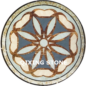 Marble Waterjet Medallion Flower Pattern Round Tiles