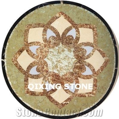 Marble Waterjet Medallion Flower Pattern Round Tiles