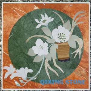 Marble Waterjet Medallion Flower Pattern Square
