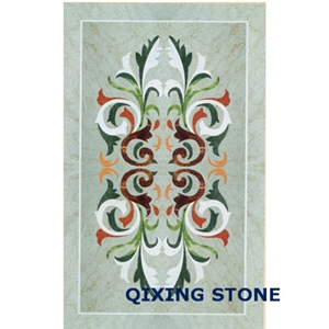 Marble Waterjet Medallion Flower Pattern Tiles Rectangle