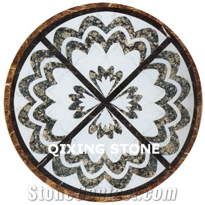 Marble Waterjet Medallion Pattern Tiles Round