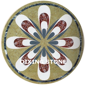 Marble Waterjet Medallion Pattern Tiles Round
