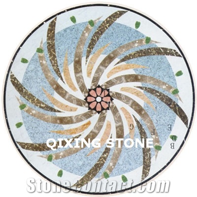 Mixed Marble Round Medallions Floor Tile Inlay Design Pattern Floor Tiles