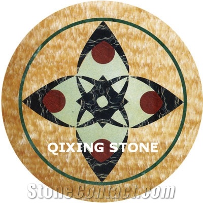 Mixed Marble Round Medallions Floor Tile Inlay Design Pattern Floor Tiles