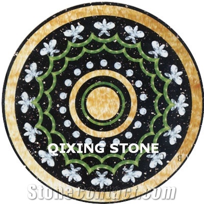 Mixed Marble Round Medallions Floor Tile Inlay Design Pattern Floor Tiles