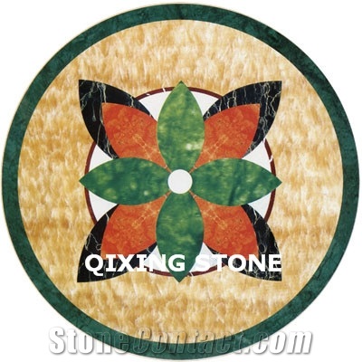 Mixed Marble Round Medallions Floor Tile Inlay Design Pattern Floor Tiles