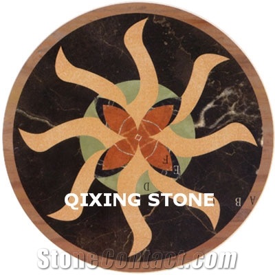 Mixed Marble Round Medallions Floor Tile Inlay Design Pattern Floor Tiles