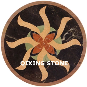 Mixed Marble Round Medallions Floor Tile Inlay Design Pattern Floor Tiles