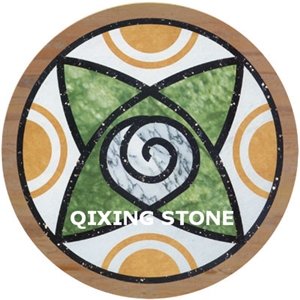 Mixed Marble Round Medallions Floor Tile Inlay Design Pattern Floor Tiles