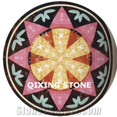 Mixed Marble Round Medallions Floor Tile Inlay Design Pattern Floor Tiles