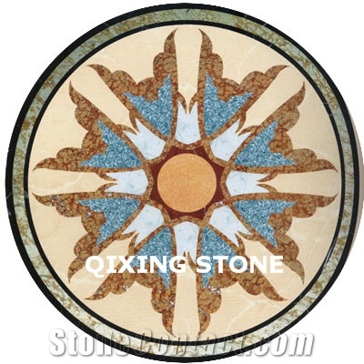 Mixed Marble Round Medallions Floor Tile Inlay Design Pattern Floor Tiles
