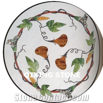 Mixed Marble Round Medallions Floor Tile Inlay Design Pattern Floor Tiles