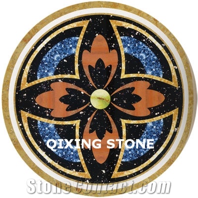 Mixed Marble Round Medallions Floor Tile Inlay Design Pattern Floor Tiles