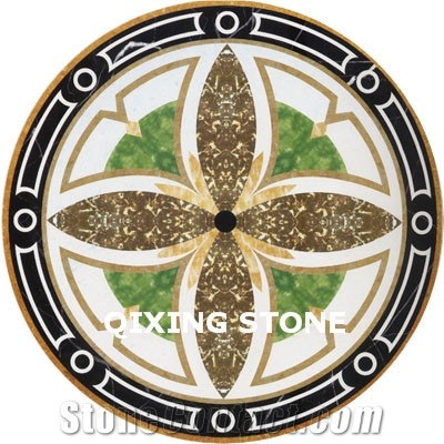 Mixed Marble Round Medallions Floor Tile Inlay Design Pattern Floor Tiles