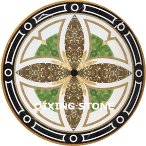 Mixed Marble Round Medallions Floor Tile Inlay Design Pattern Floor Tiles