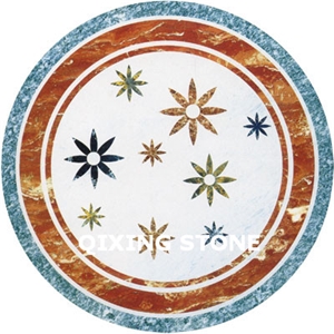 Mixed Marble Round Medallions Floor Tile Inlay Design Pattern Floor Tiles