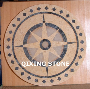 Round Marble Waterjet Floor Pattern Medallion