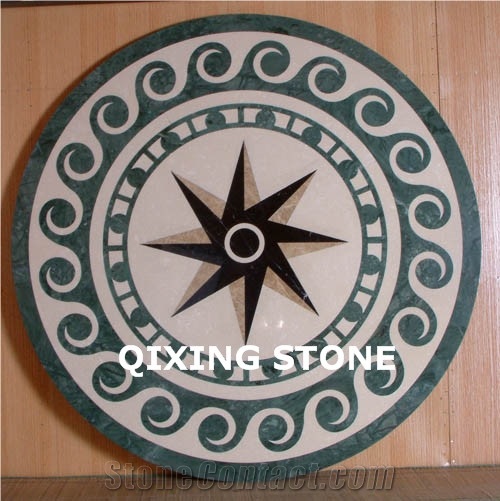 Round Marble Waterjet Floor Pattern Medallion