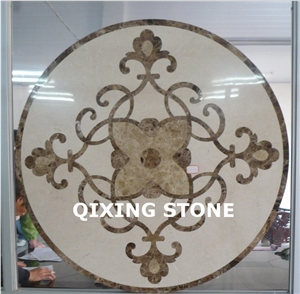 Round Marble Waterjet Floor Pattern Medallion