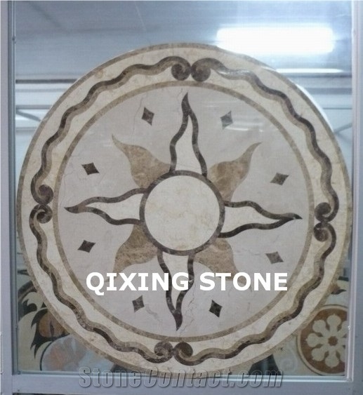 Round Marble Waterjet Floor Pattern Medallion