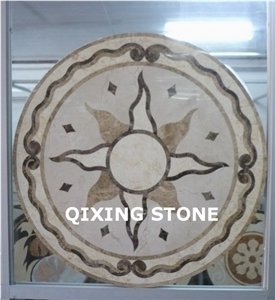 Round Marble Waterjet Floor Pattern Medallion